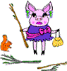 Glam Pig with twigs